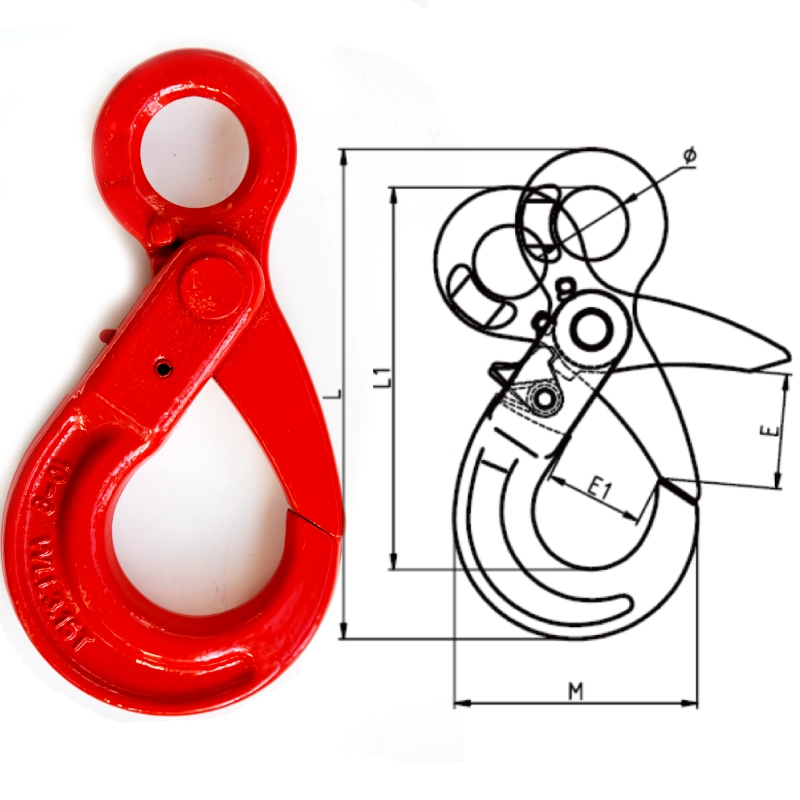 g80 eye type self locking safety hook