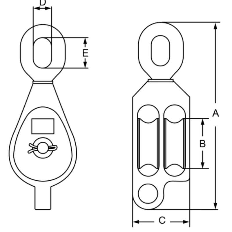 galvanized malleable iron cast steel block with double sheaves