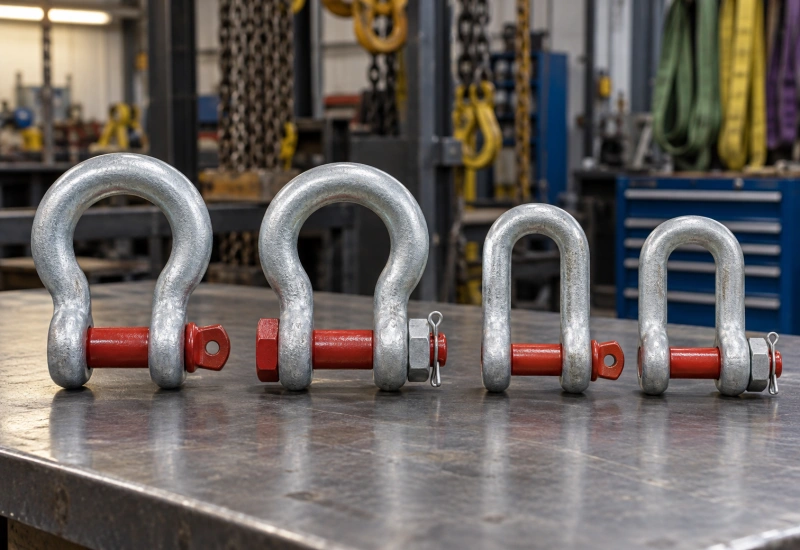 bow and dee shackles with different pin types