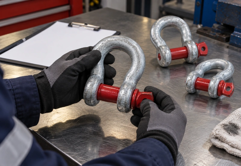 shackle pin and body inspection in the workshop