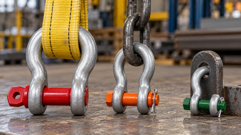 shackle sizes fitted to different rigging connections