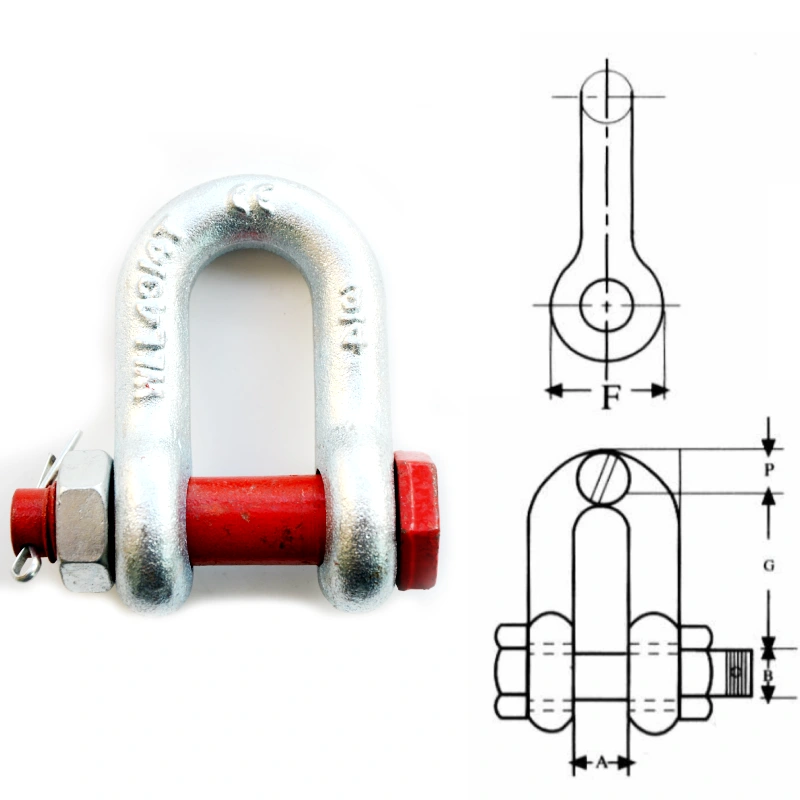u.s. type drop forged g 2150 bolt type dee shackle