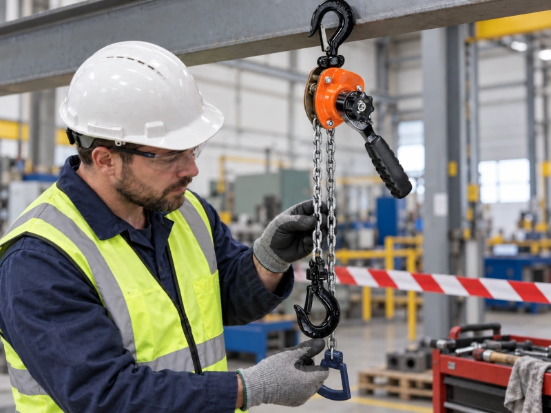 lever chain hoist removed from service for inspection
