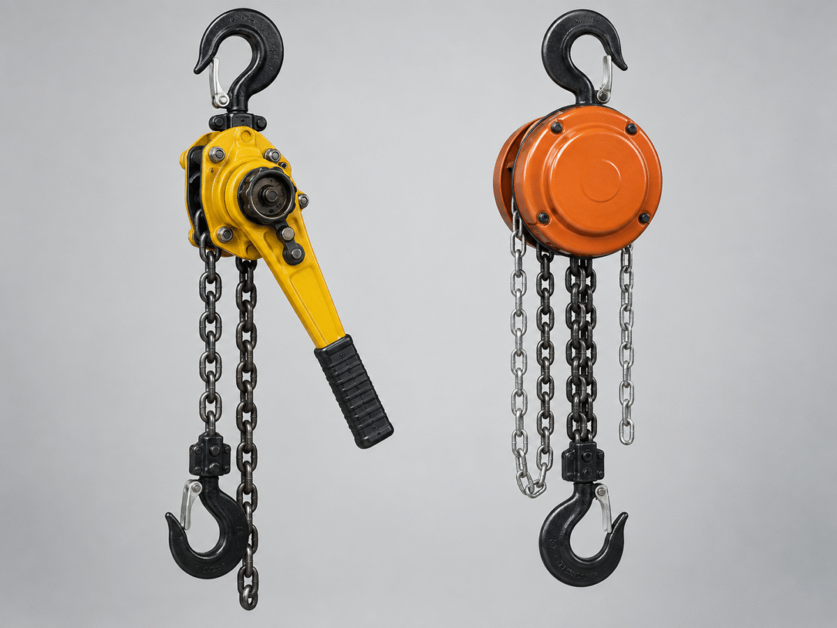 lever hoist and chain block compared side by side