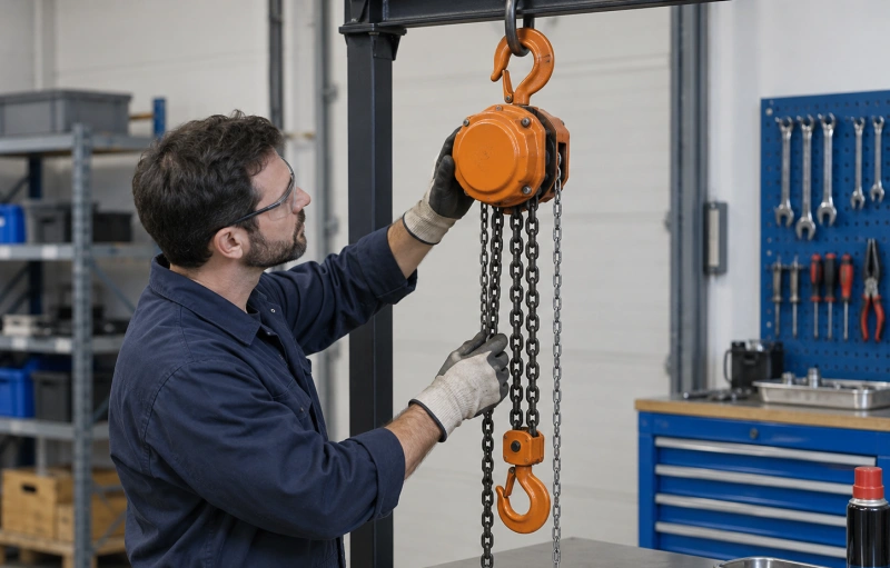 manual chain block prepared for maintenance