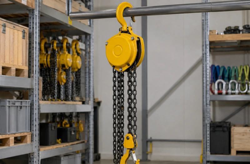 manual chain block stored in a dry protected area