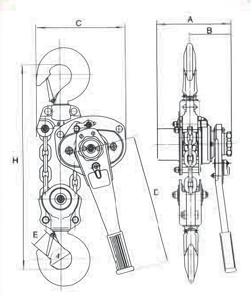 manual lever chain hoist​ drawing