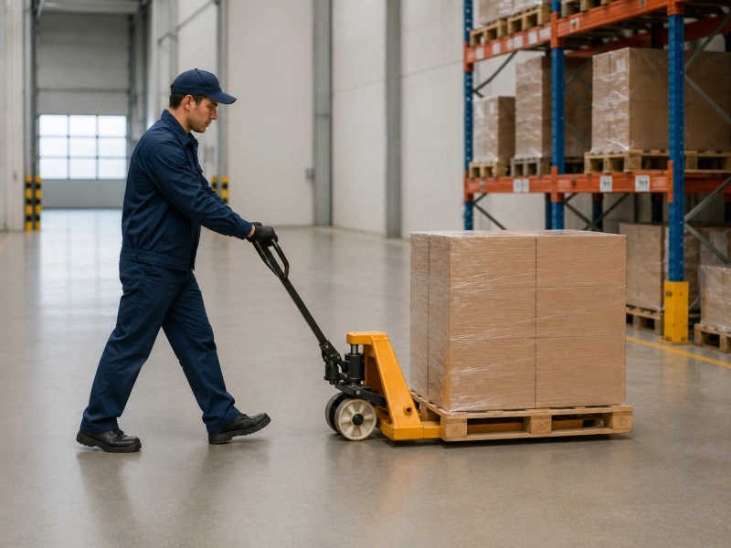 moving loaded pallet truck safely warehouse