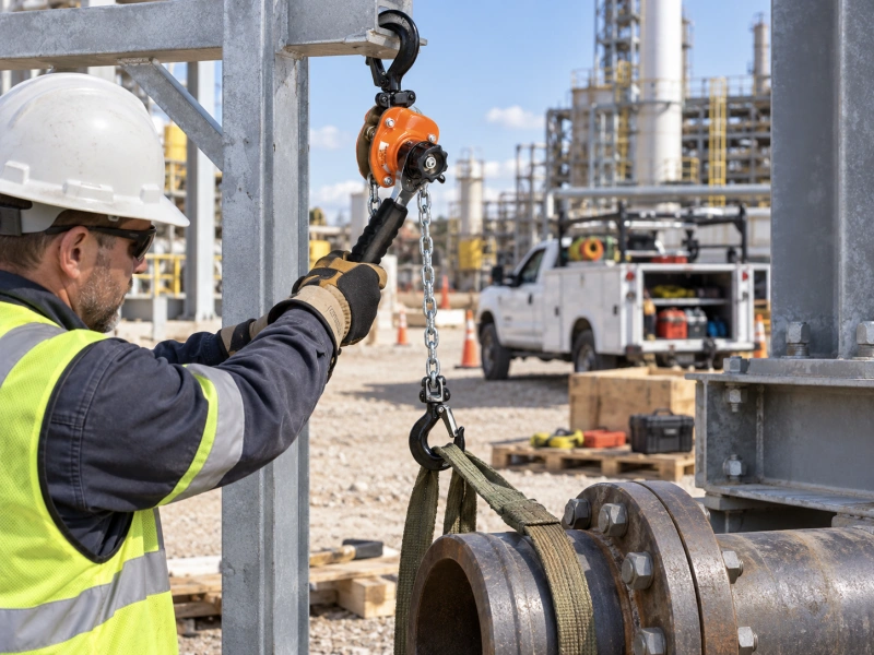 portable lever hoist at field maintenance site