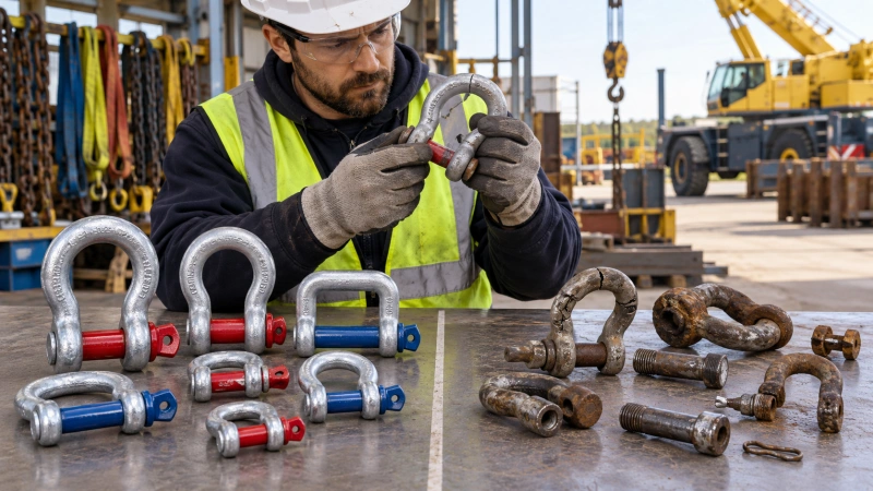 serviceable and damaged shackles during inspection