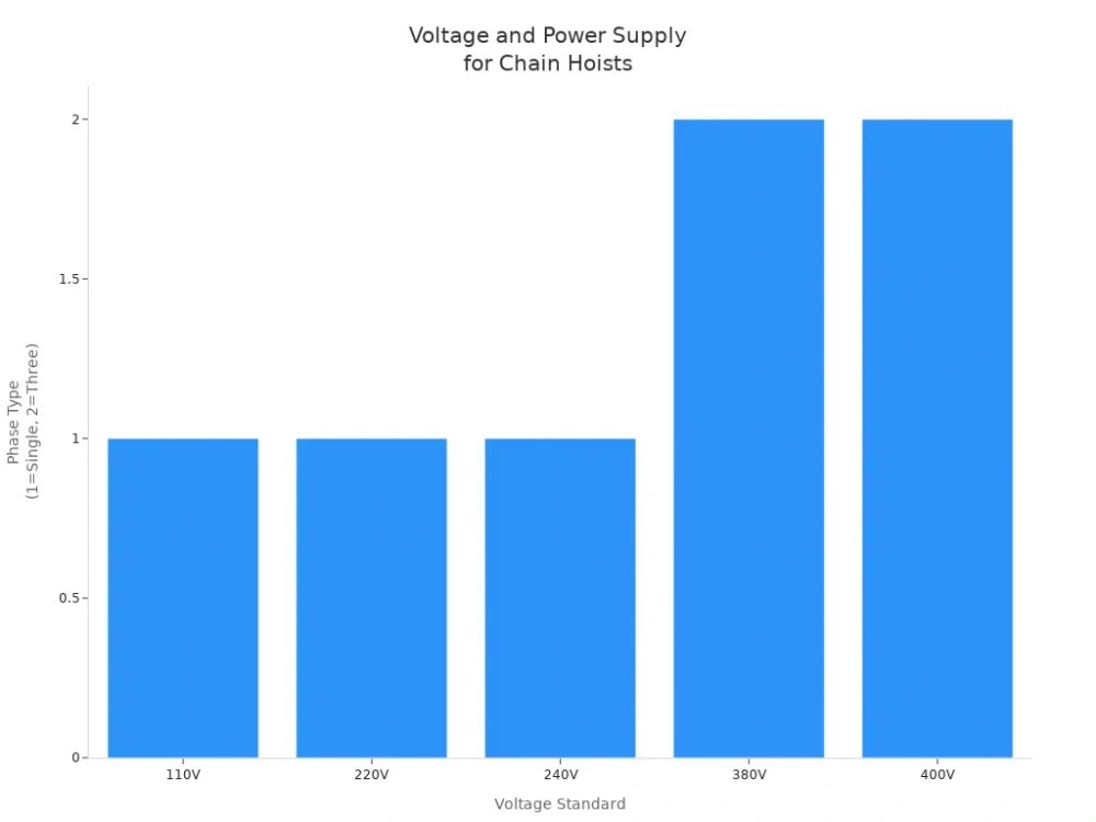 voltage and power supply for chain hoists
