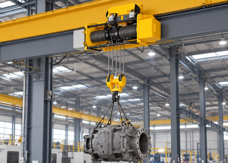 wire rope hoist lifting heavy industrial load