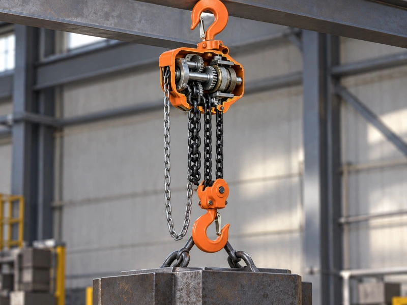 chain hoist cutaway showing internal load path