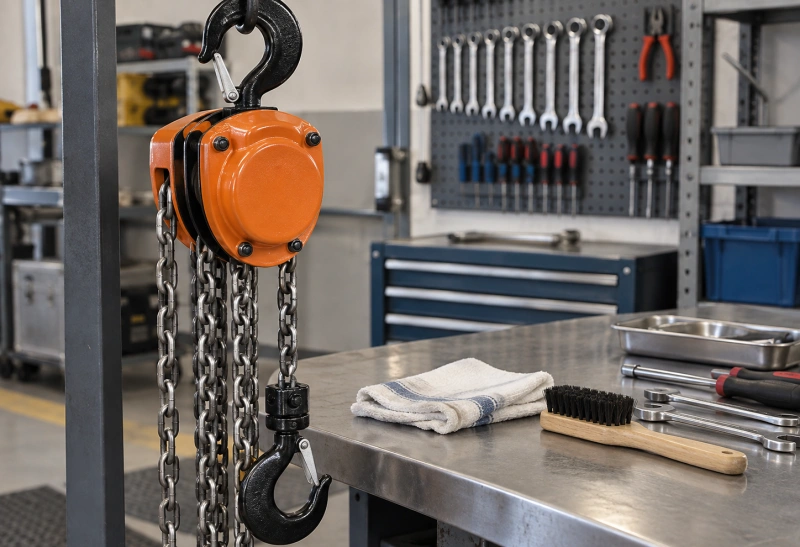 clean chain block ready for dry storage