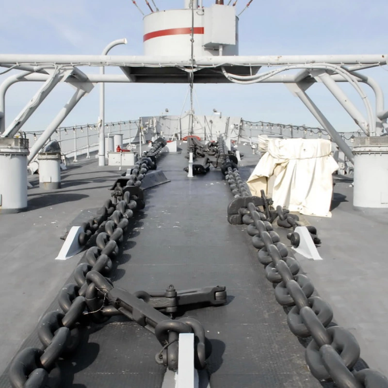 how long is the anchor chain on a battleship