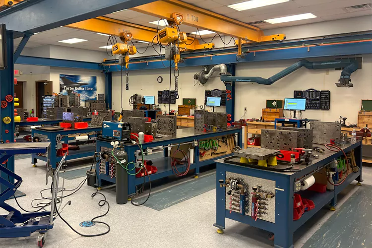 in house mold and machining workshop used to support custom rigging hardware development