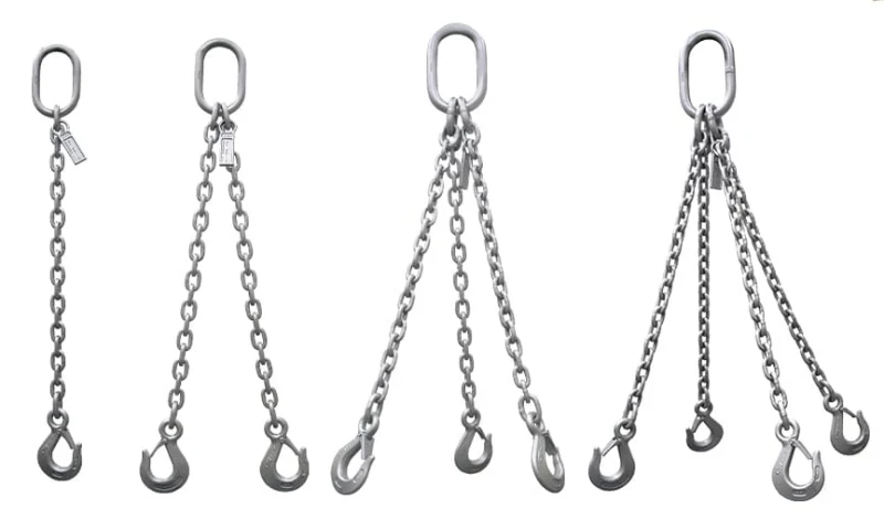 lifting chain assemblies and configurations