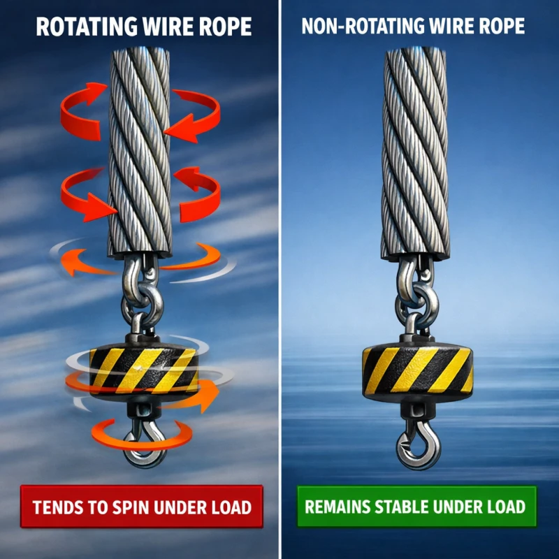 rotating vs non rotating wire rope