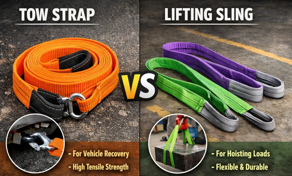 tow strap vs lifting sling key differences