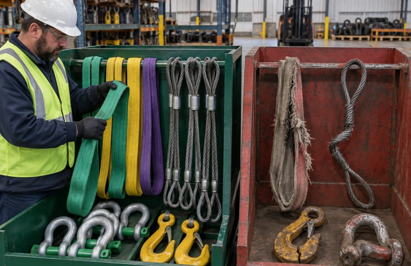 damaged rigging gear separated from serviceable gear