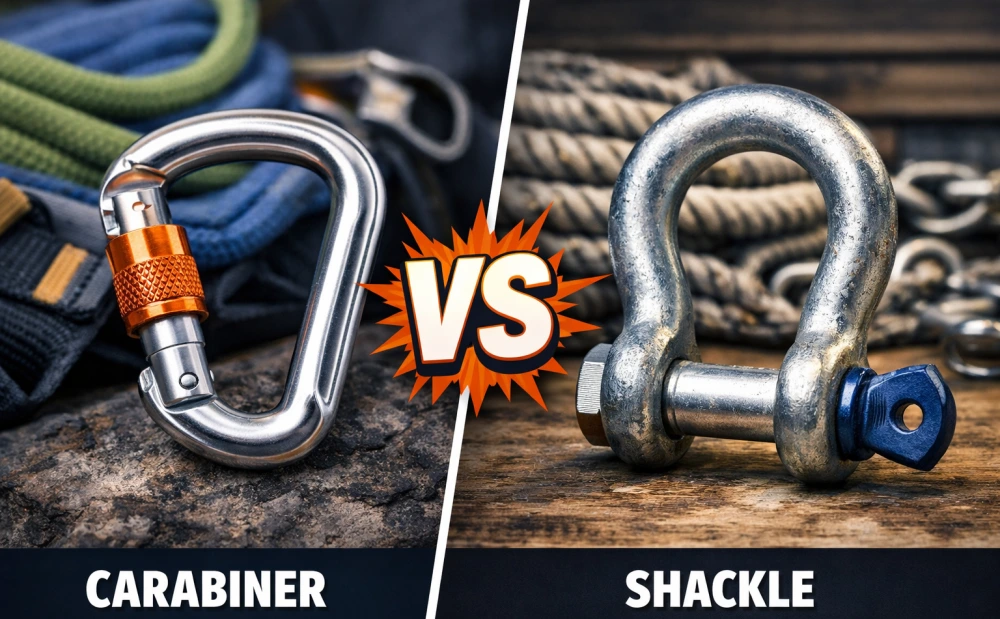 key factors in carabiner vs shackle choice