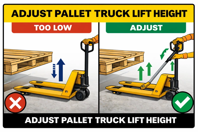 adjust pallet truck lift height