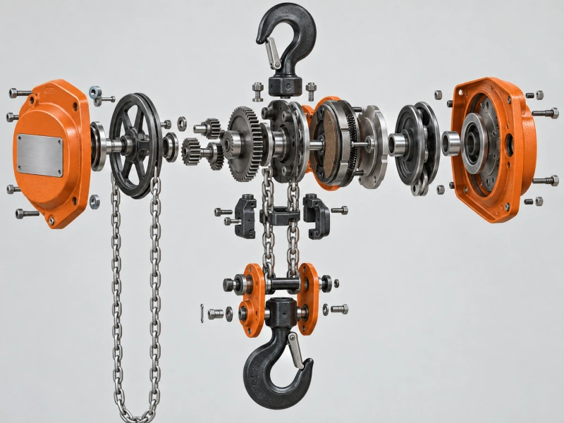 exploded view of manual chain block components