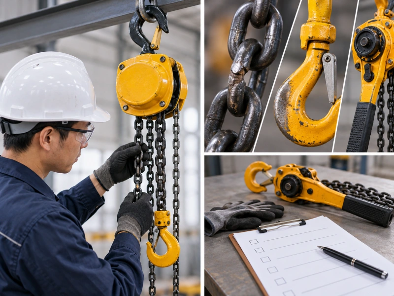 inspecting hoist chain hook and controls