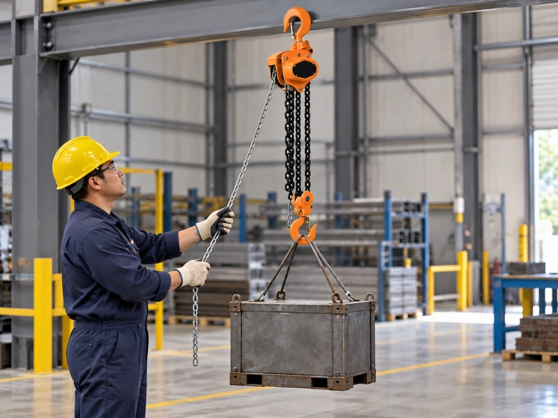 manual chain hoist lifting load in line