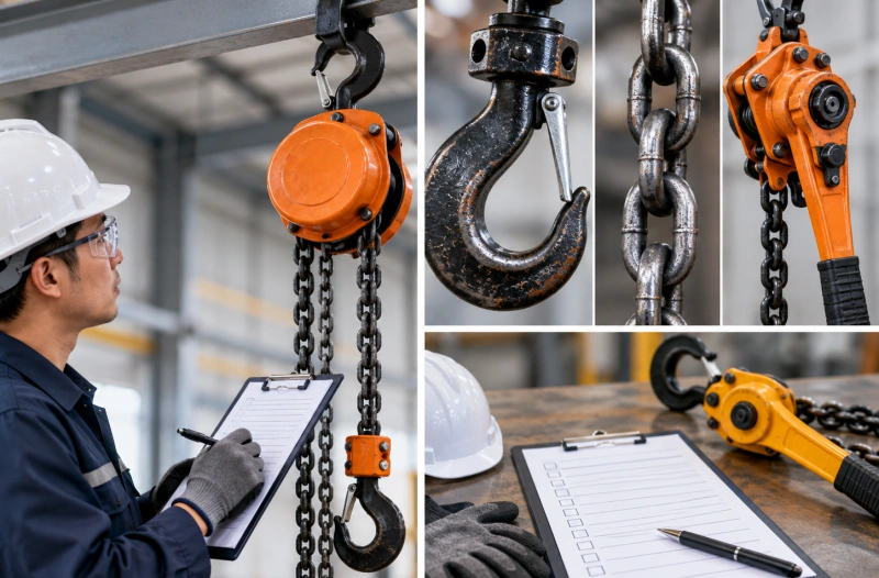 manual hoist inspection in a workshop