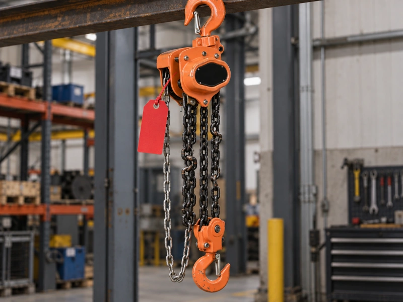 damaged load chain on manual chain hoist