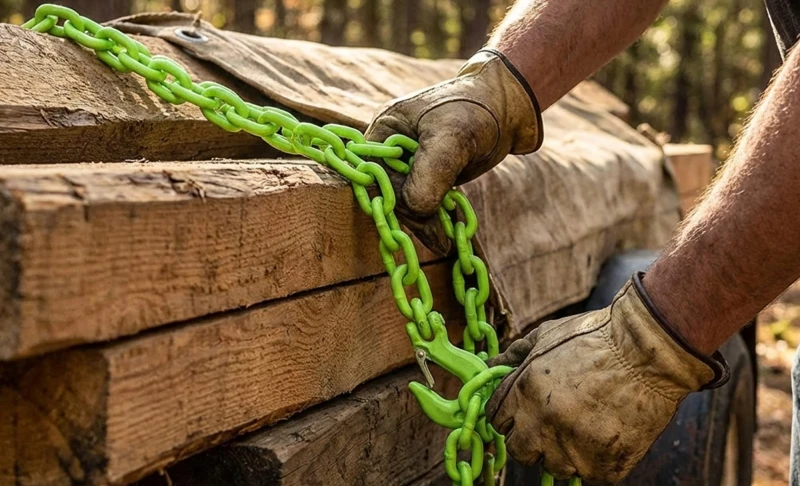 dragging logs with chains