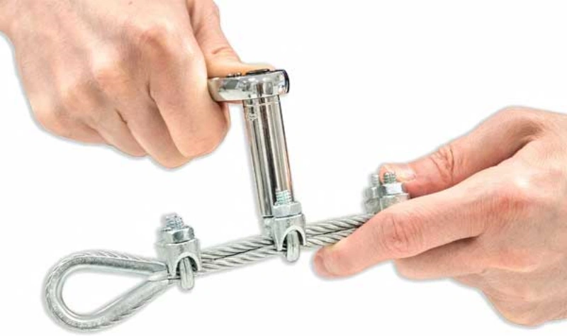 tightening nuts of wire rope clamps